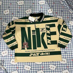 Nike Retro Striped Yellow and Green Polo Shirt